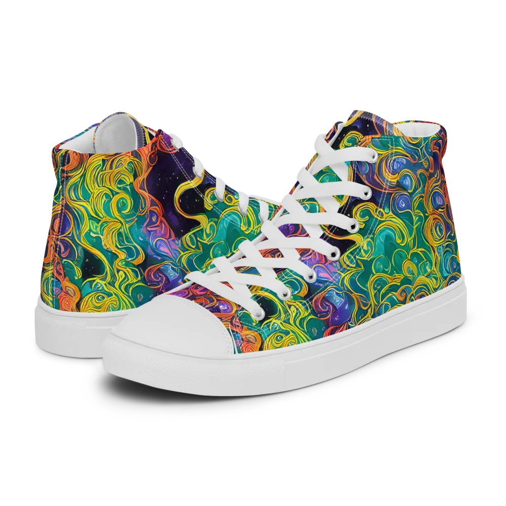 Cosmic Swirl on Women's High Top Canvas Shoes — Left