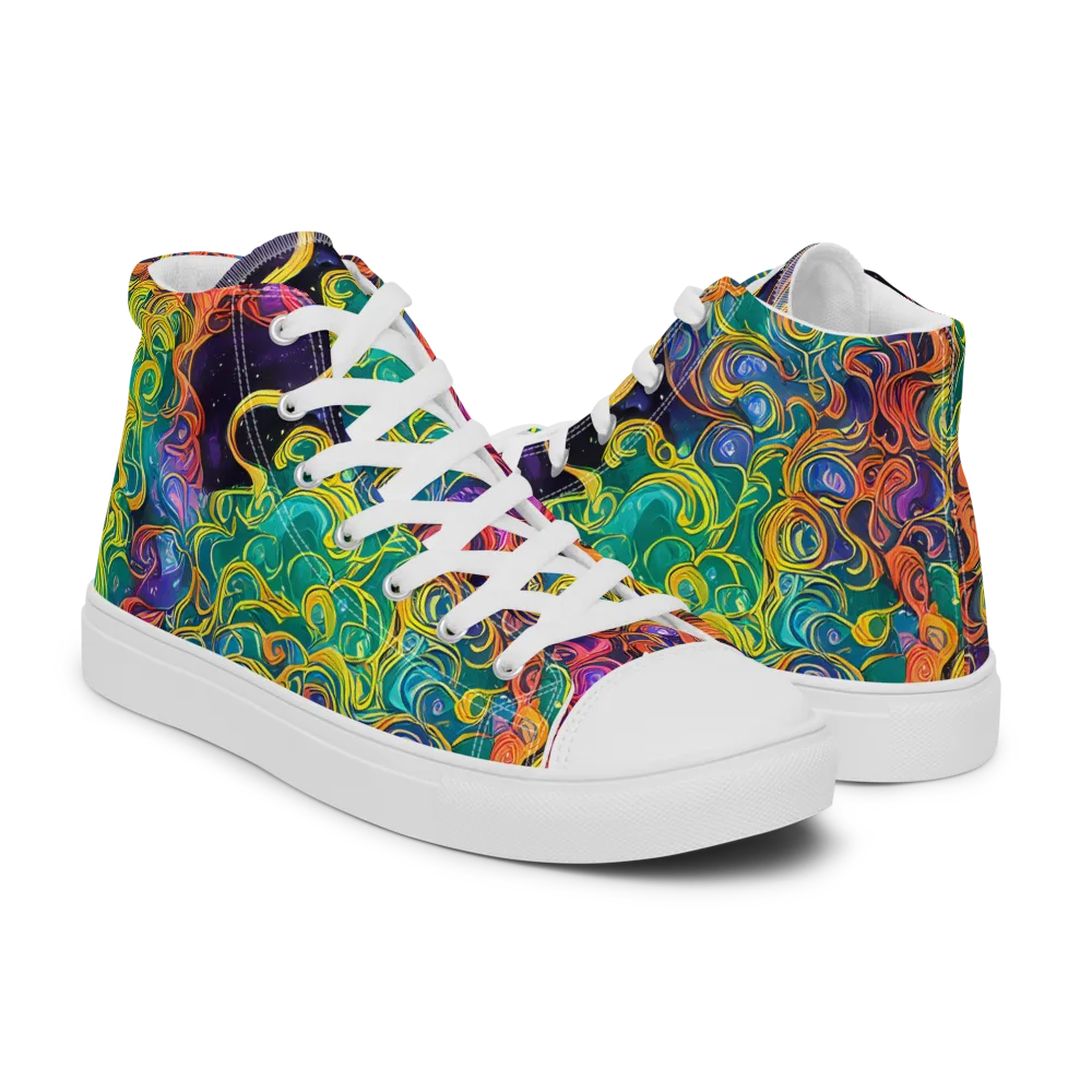 Cosmic Swirl on Women's High Top Canvas Shoes — Right