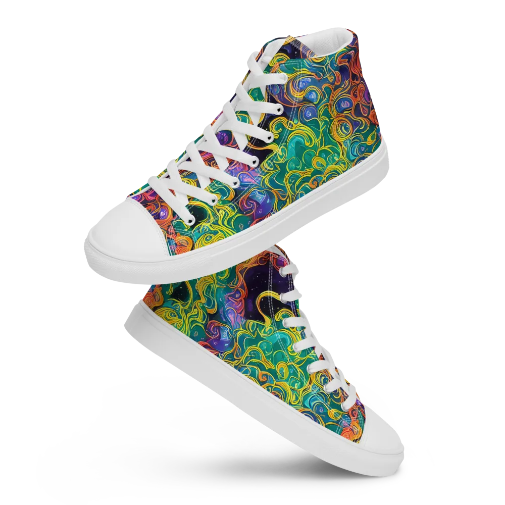 Cosmic Swirl on Women's High Top Canvas Shoes — Front