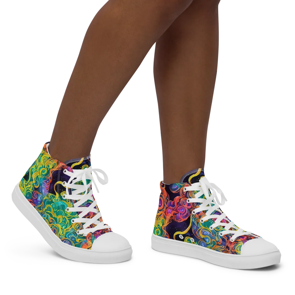 Cosmic Swirl on Women's High Top Canvas Shoes — Right
