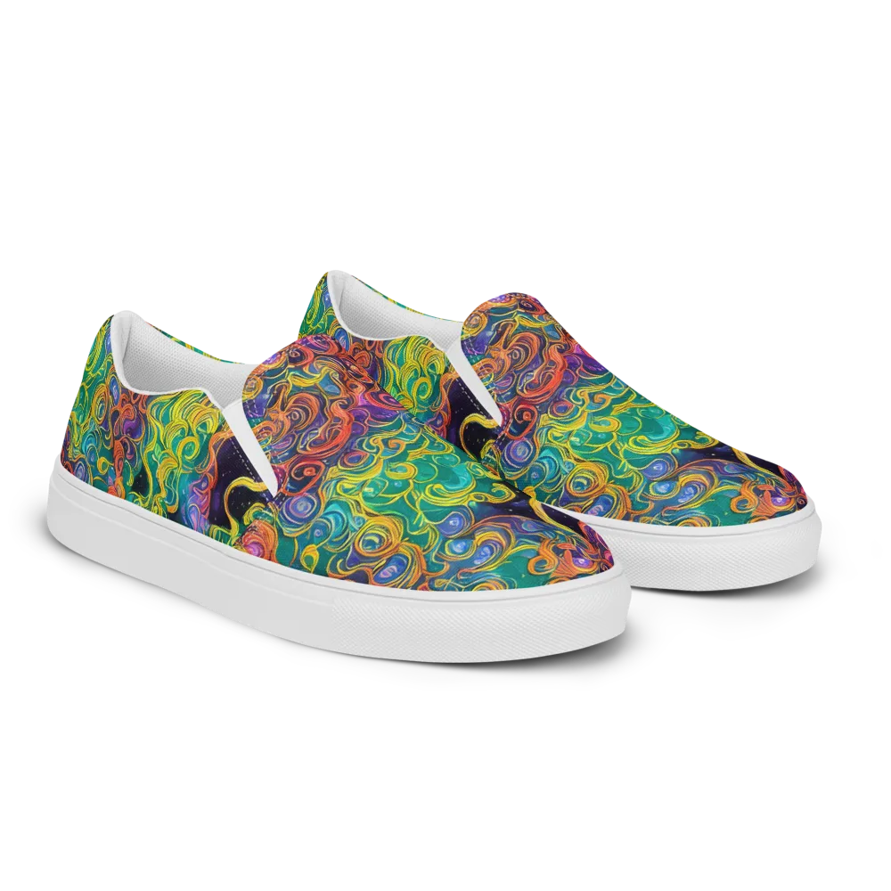 Cosmic Swirl on Men's Slip-On Canvas Shoes — Right Front