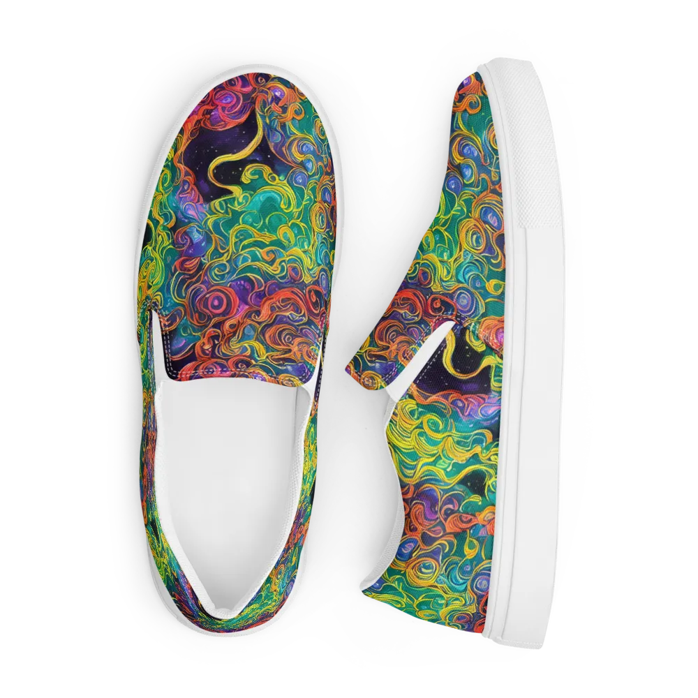 Cosmic Swirl on Men's Slip-On Canvas Shoes — Front