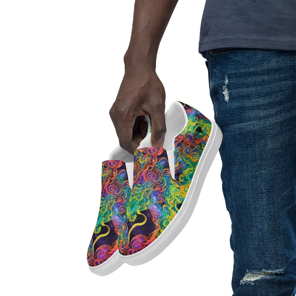 Cosmic Swirl on Men's Slip-On Canvas Shoes — Left Front