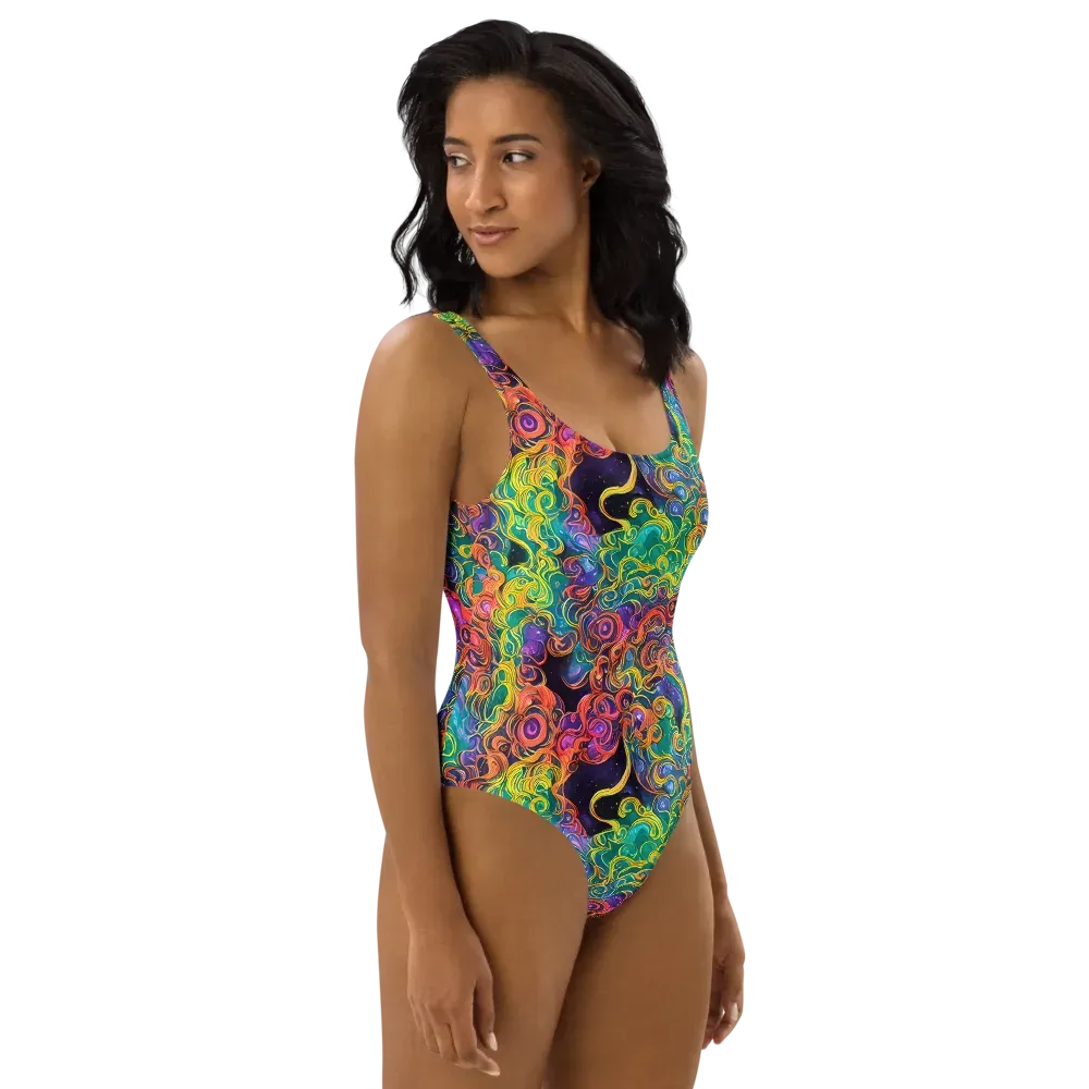 Cosmic Swirl on One-Piece Swimsuit — Right