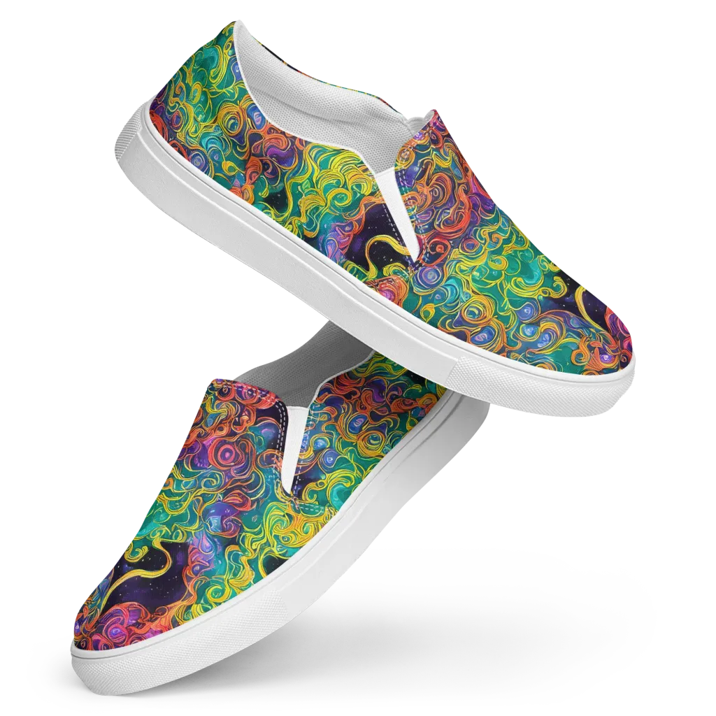 Cosmic Swirl on Women's Slip-On Canvas Shoes — Front