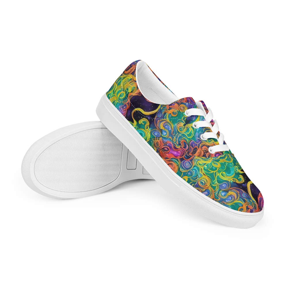 Cosmic Swirl on Men's Lace-Up Canvas Shoes — Right Front