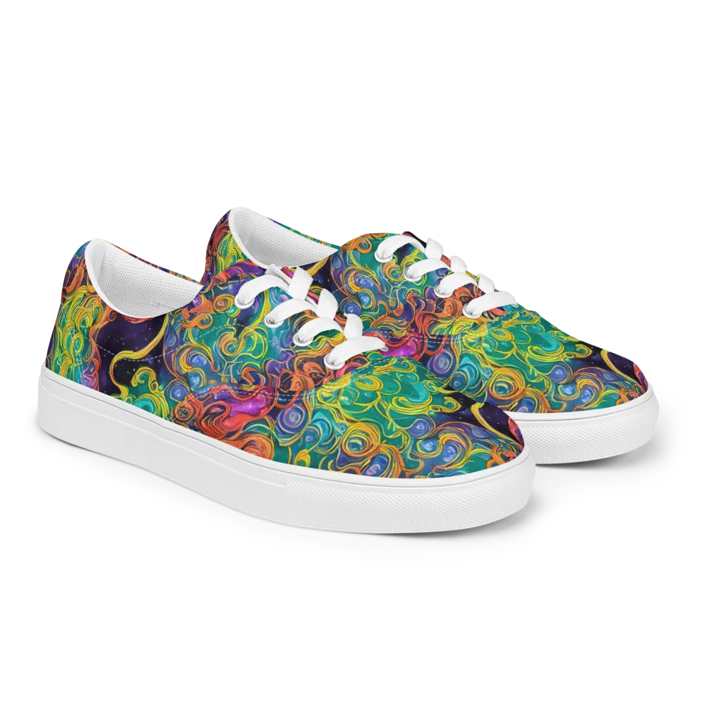 Cosmic Swirl on Men's Lace-Up Canvas Shoes — Right Front