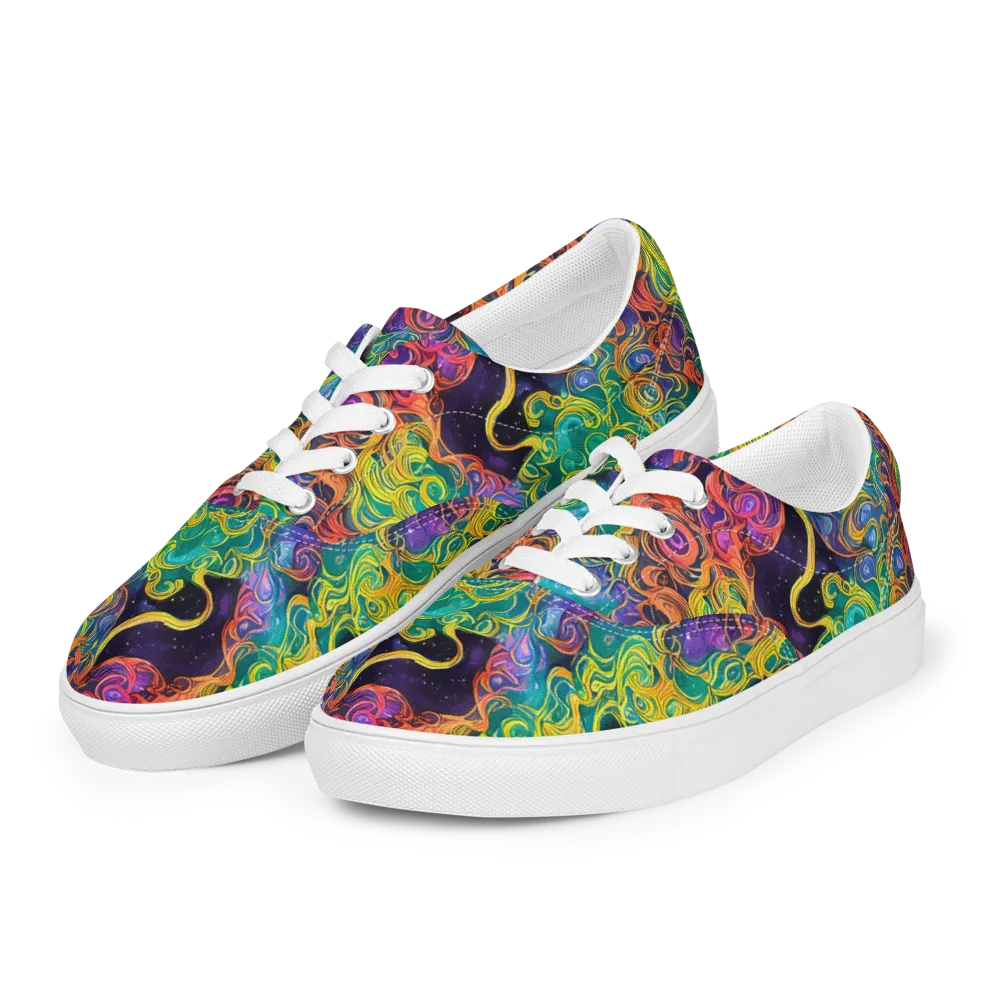 Cosmic Swirl on Men's Lace-Up Canvas Shoes — Left Front