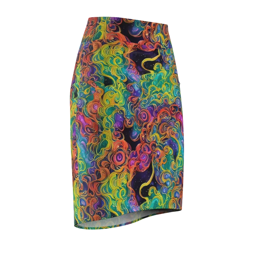 Cosmic Swirl on Pencil Skirt — Front Side