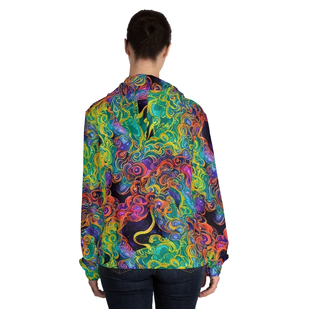Cosmic Swirl on Women's Full-Zip Hoodie — Back On Person