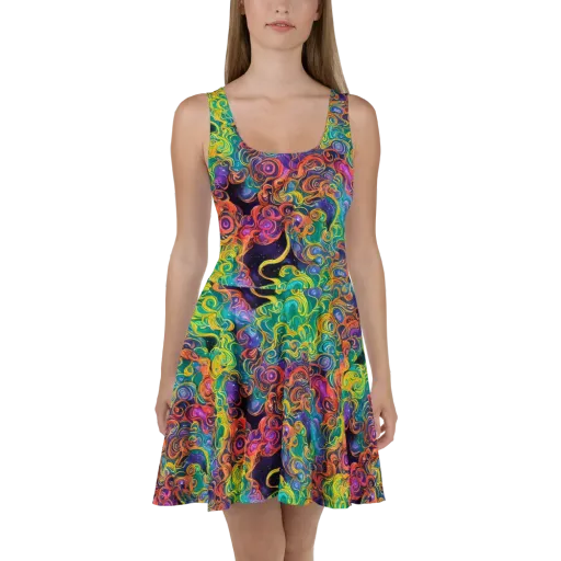 Cosmic Swirl on a Skater Dress