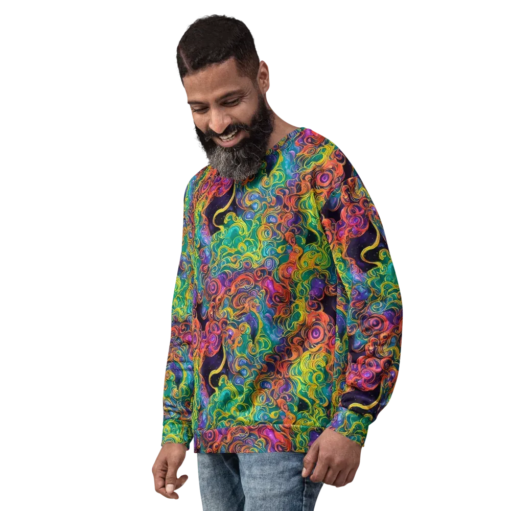 Cosmic Swirl on Sweatshirt — Left Front
