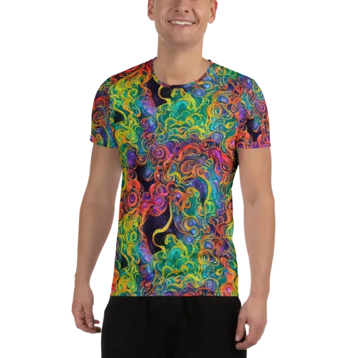Cosmic Swirl on a Men's Athletic T-Shirt