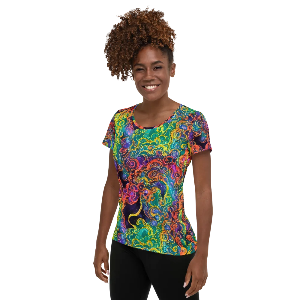 Cosmic Swirl on Women's Athletic T-Shirt — Left