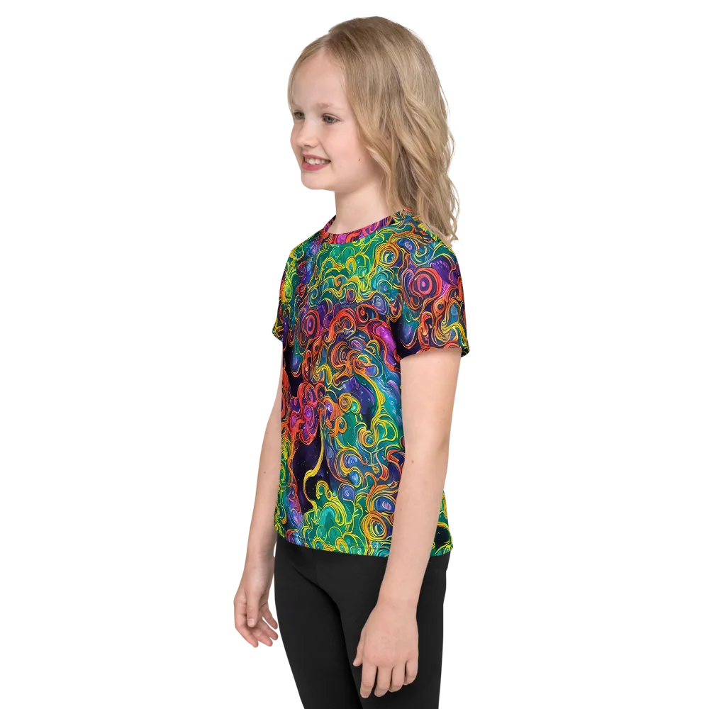 Cosmic Swirl on Kids Crew Neck T-Shirt — Left