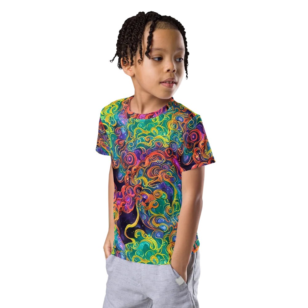 Cosmic Swirl on Kids Crew Neck T-Shirt — Left Front