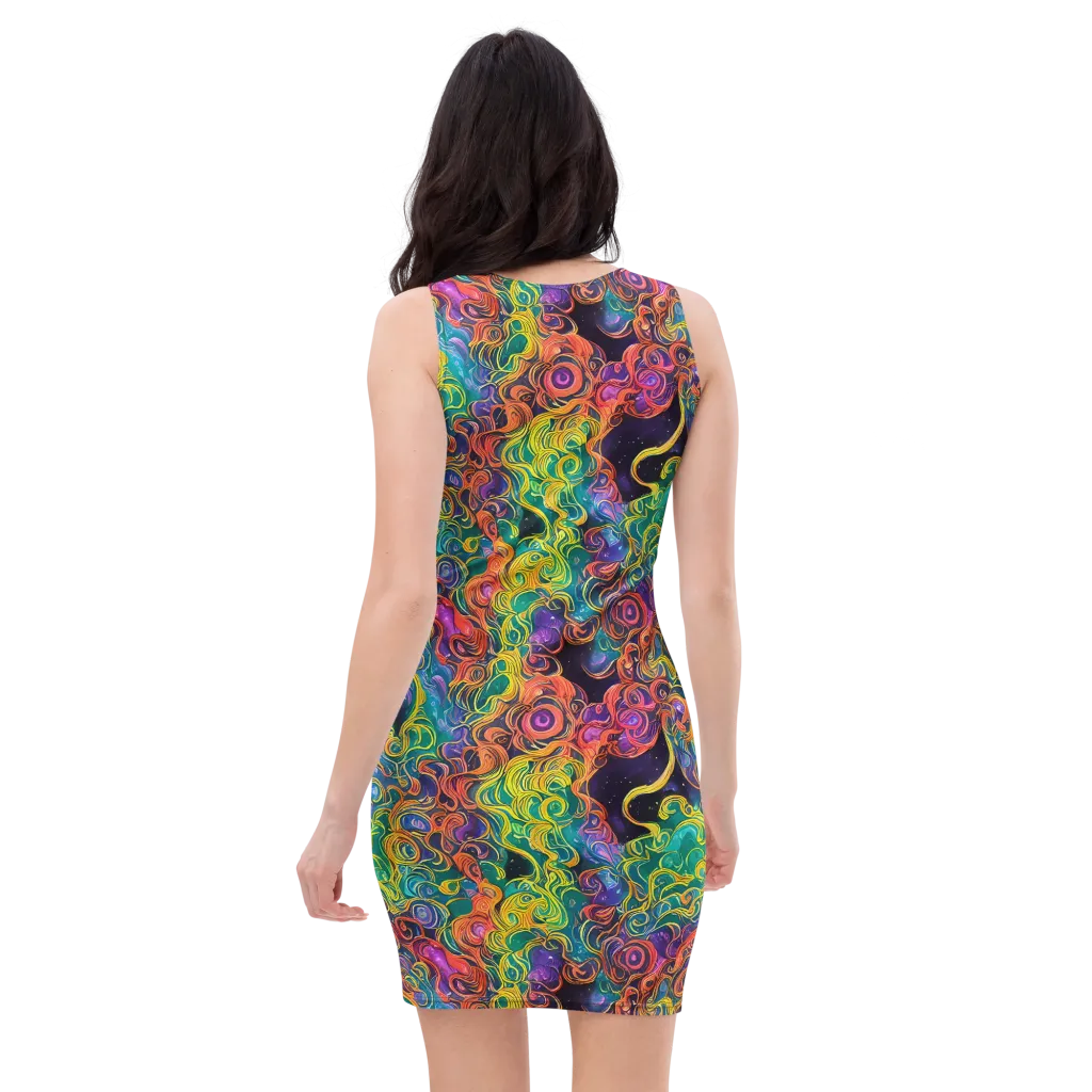 Cosmic Swirl on Bodycon Dress — Back