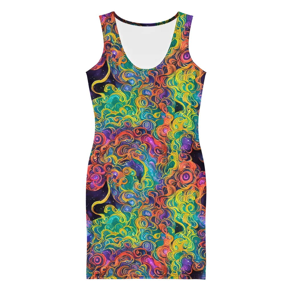 Cosmic Swirl on Bodycon Dress — Front