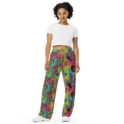 Cosmic Swirl on a Wide-Leg Pants