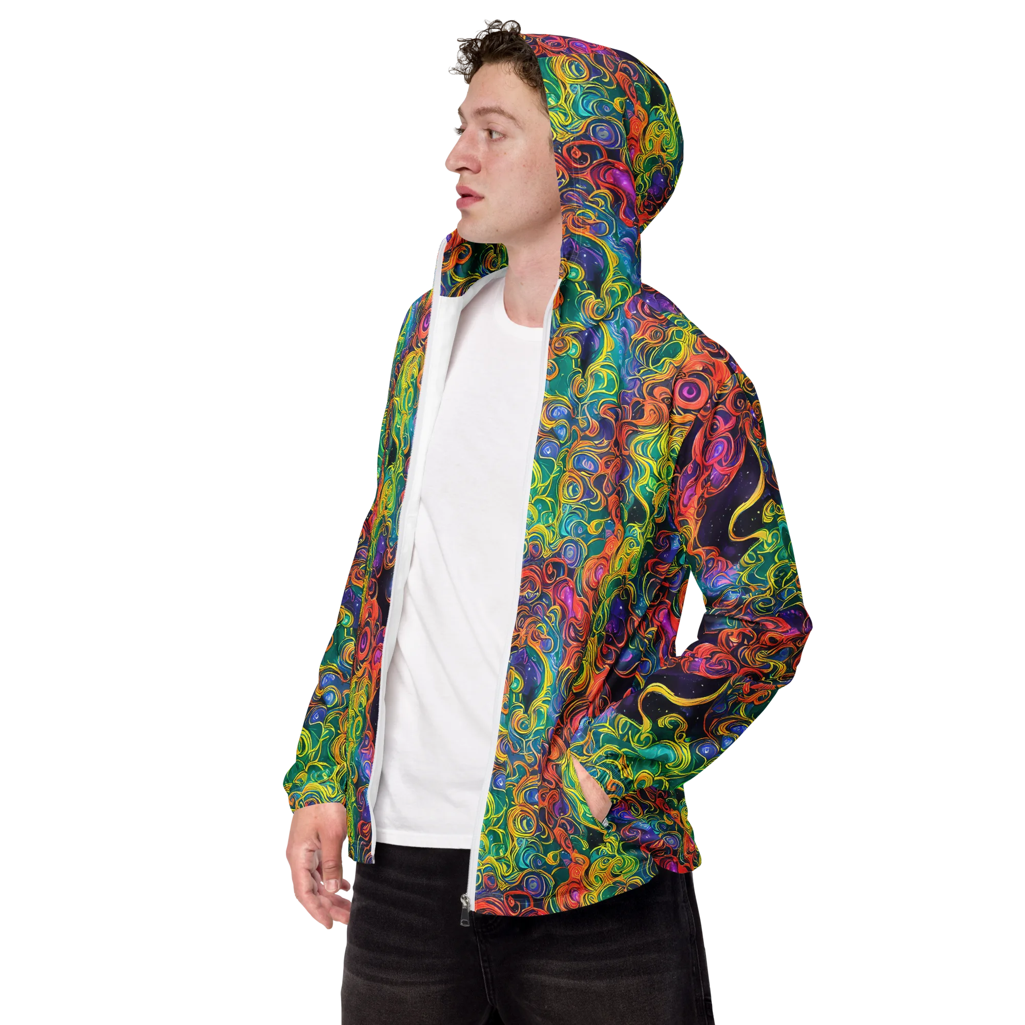 Cosmic Swirl on Men's Windbreaker — Left Front