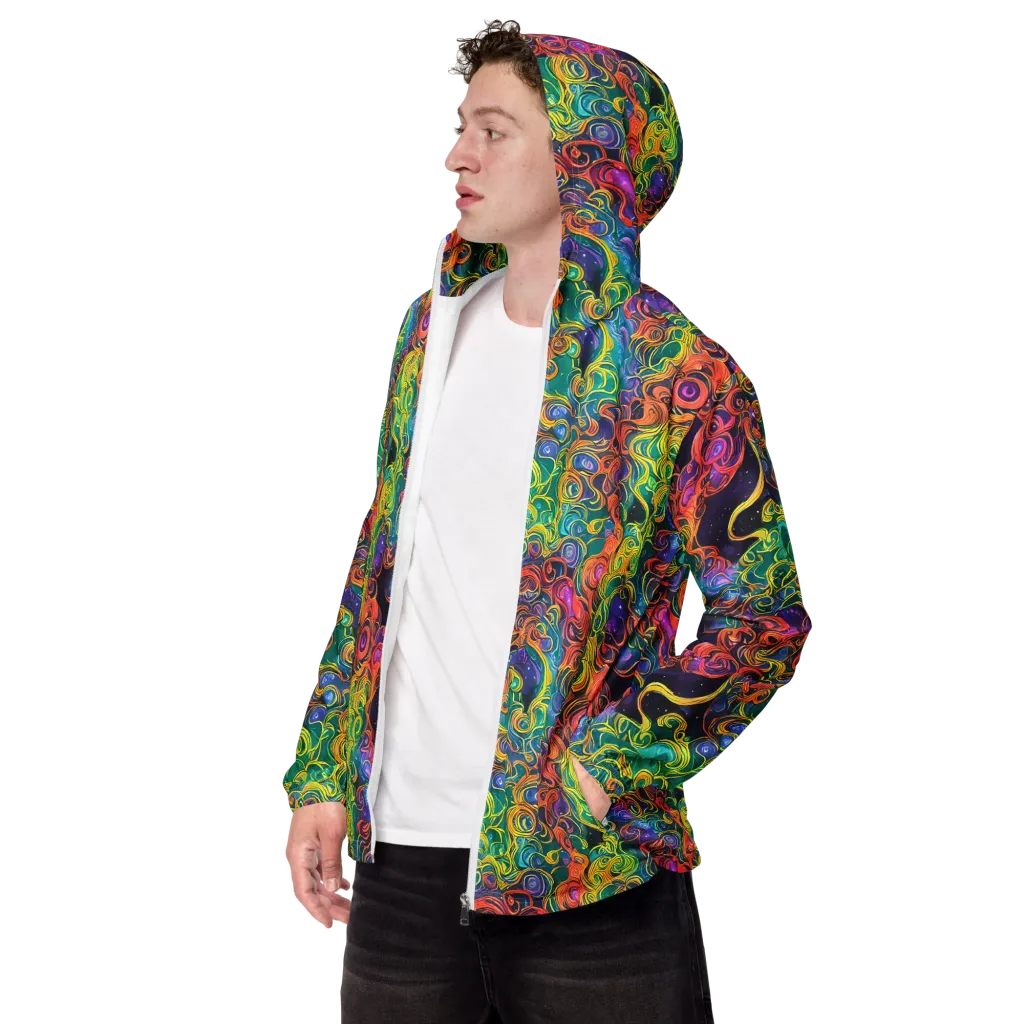Cosmic Swirl on Men's Windbreaker — Left Front