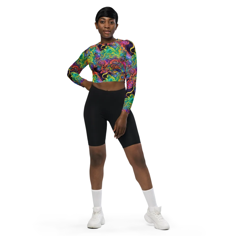 Cosmic Swirl on Long Sleeve Crop Top — Front