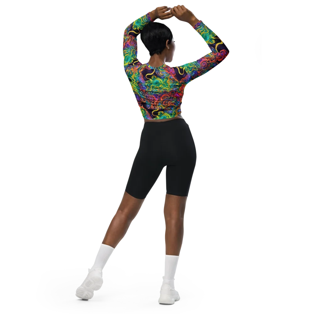 Cosmic Swirl on Long Sleeve Crop Top — Back