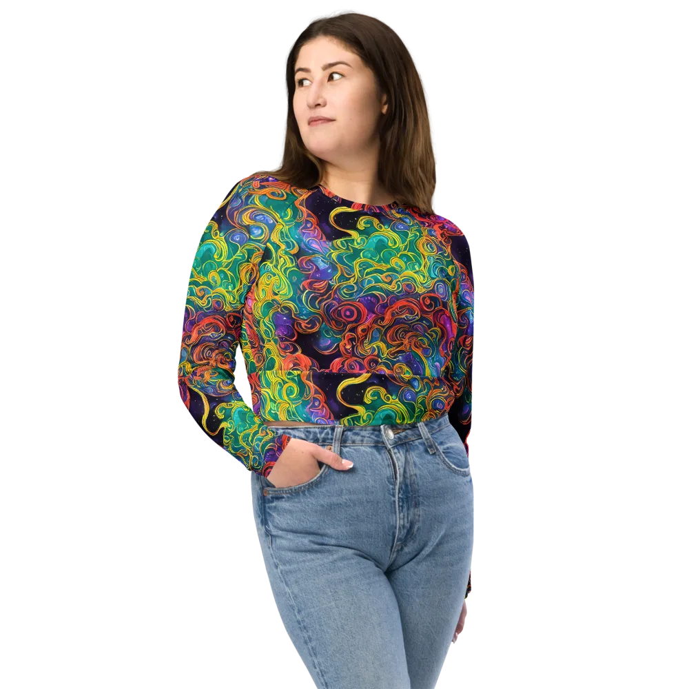 Cosmic Swirl on Long Sleeve Crop Top — Front