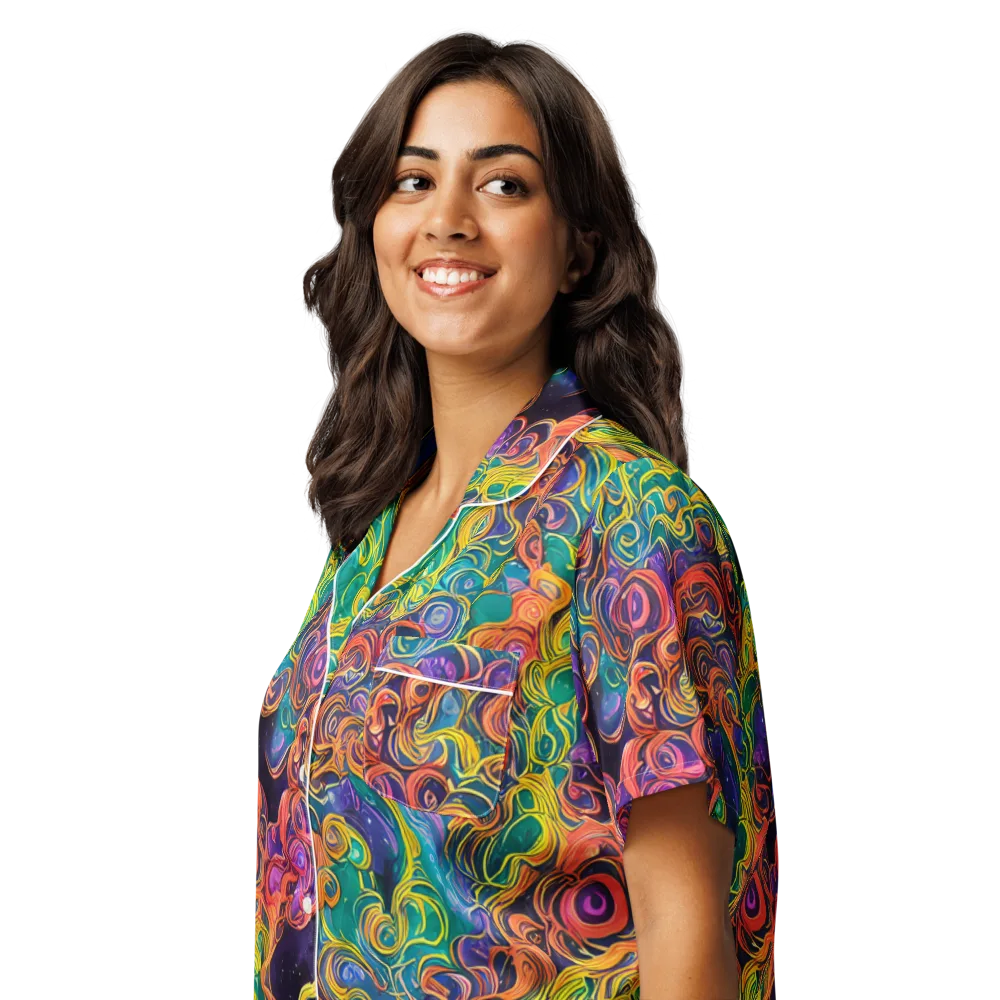 Cosmic Swirl on Women's Short Sleeve Pajama Top — Left Front
