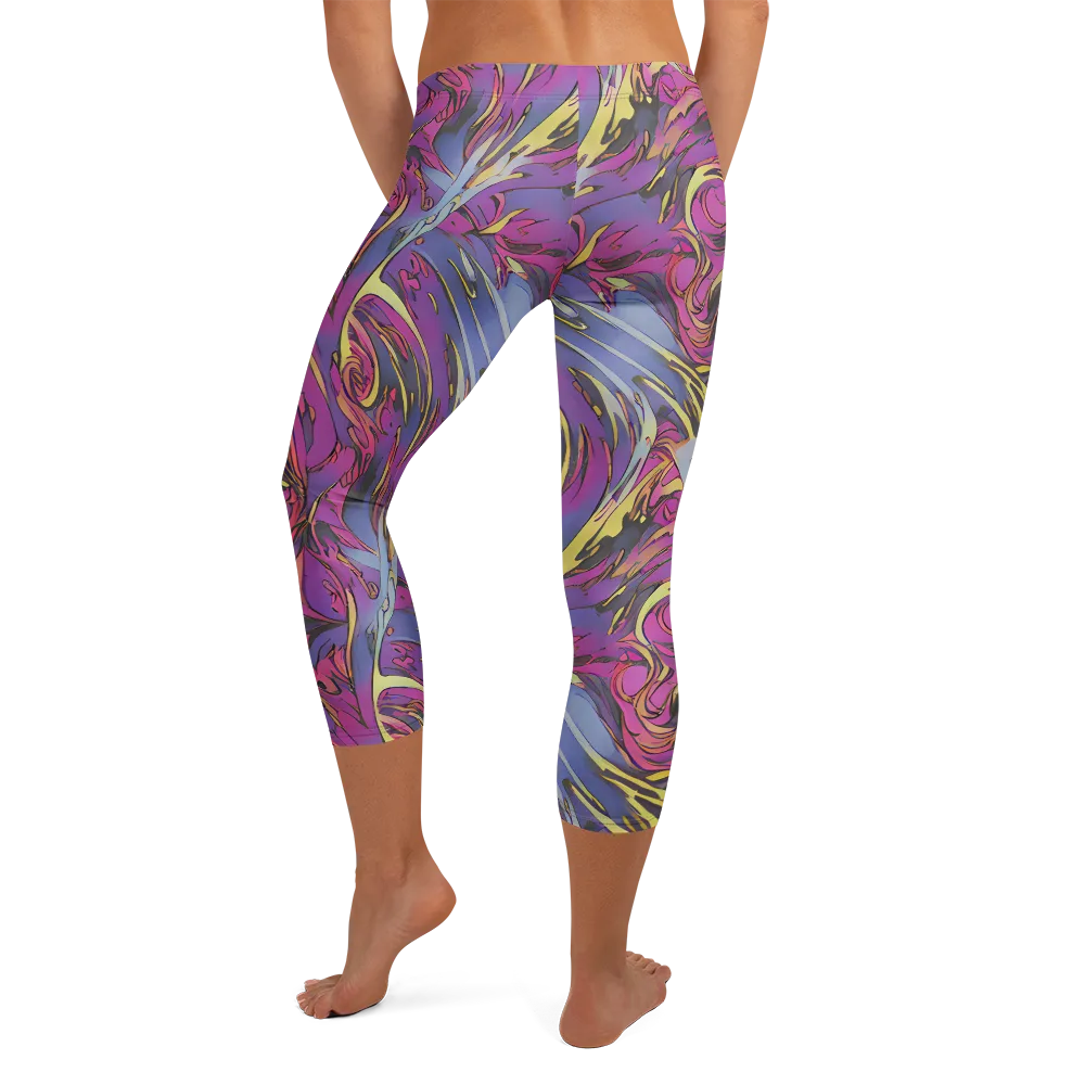 Psychedelic Surge on Capri Leggings — Back