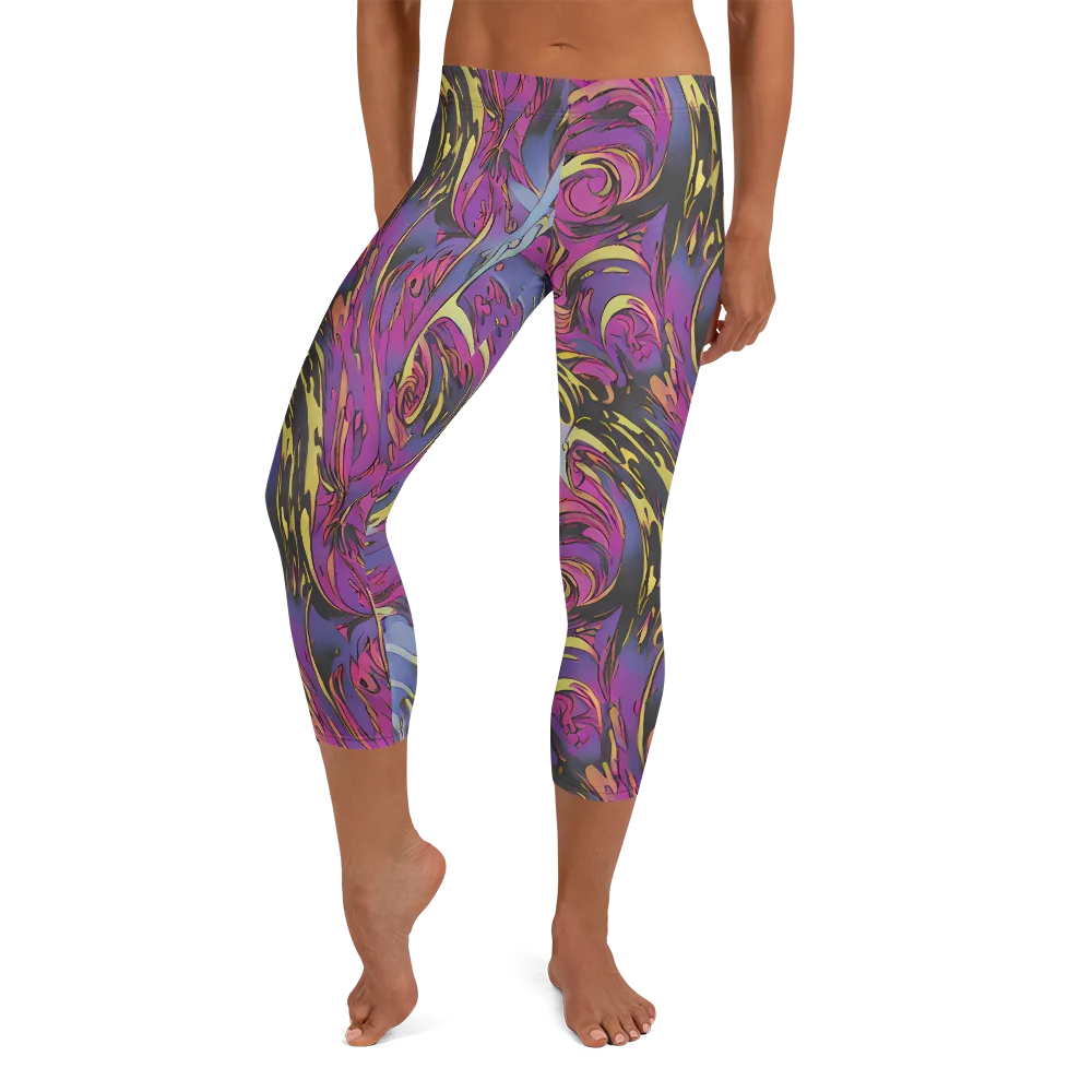 Psychedelic Surge on Capri Leggings — Front