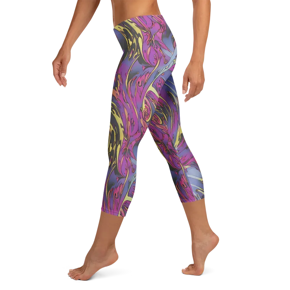 Psychedelic Surge on Capri Leggings — Left