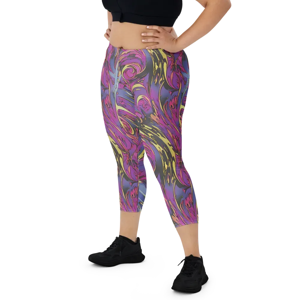 Psychedelic Surge on Capri Leggings — Front