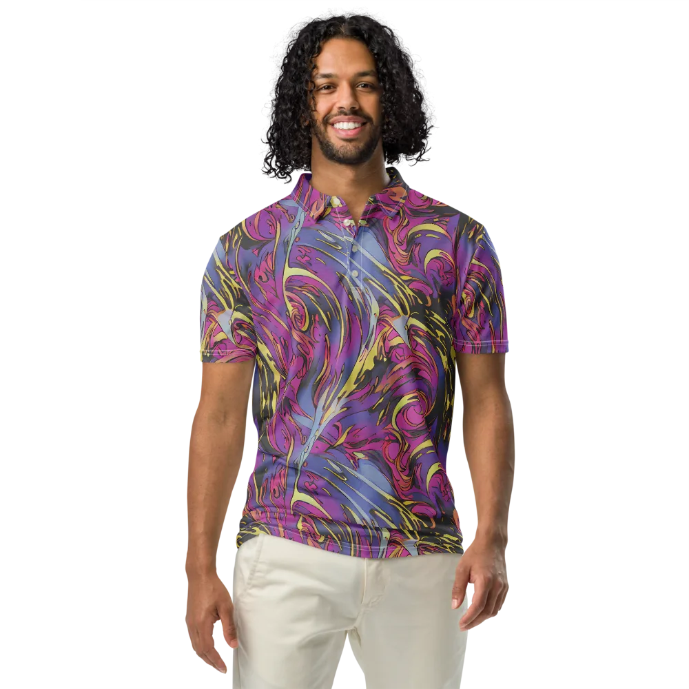 Psychedelic Surge on Men's Slim Fit Polo Shirt — Front