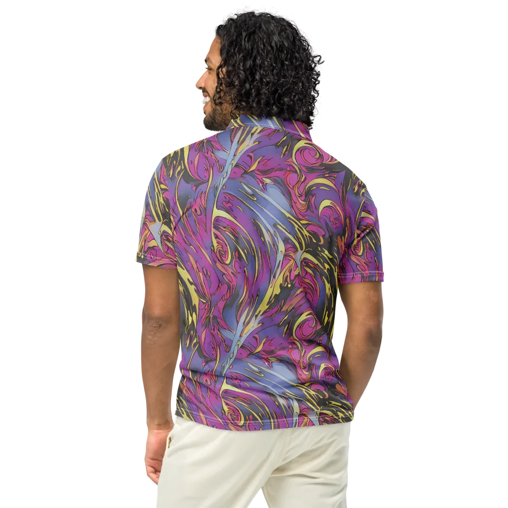 Psychedelic Surge on Men's Slim Fit Polo Shirt — Back