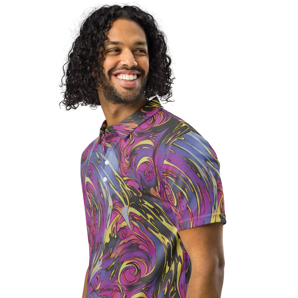 Psychedelic Surge on Men's Slim Fit Polo Shirt — Left Front