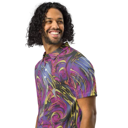 Psychedelic Surge on a Men's Slim Fit Polo Shirt