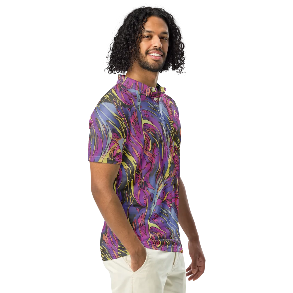 Psychedelic Surge on Men's Slim Fit Polo Shirt — Right Front