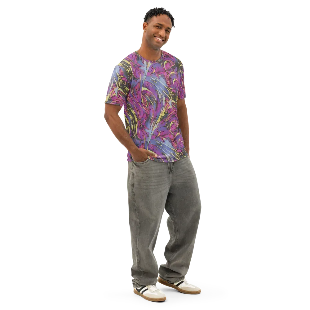 Psychedelic Surge on Men's Cotton Crew Neck T-Shirt — Right Front