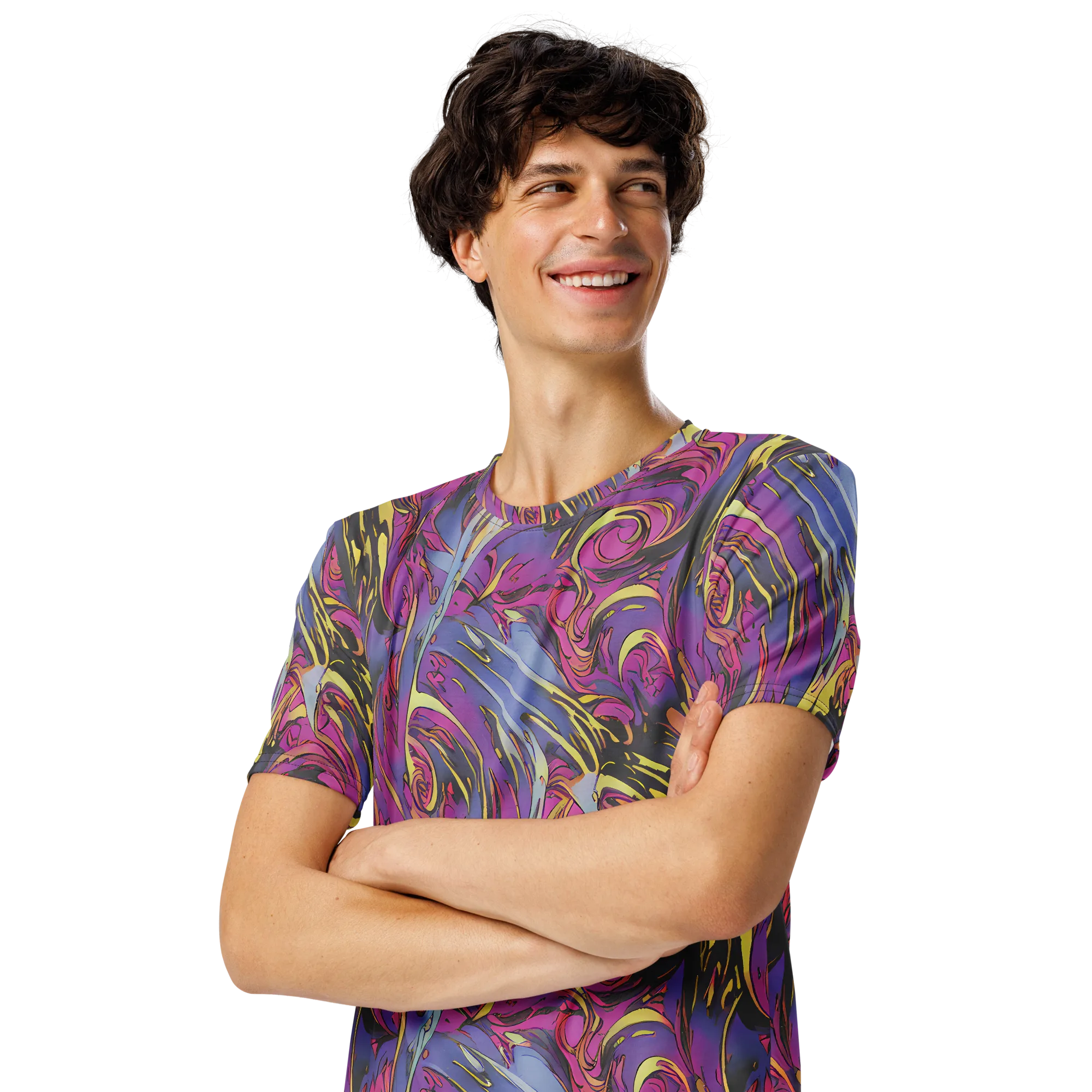 Psychedelic Surge on Men's Crew Neck T-Shirt — Left Front