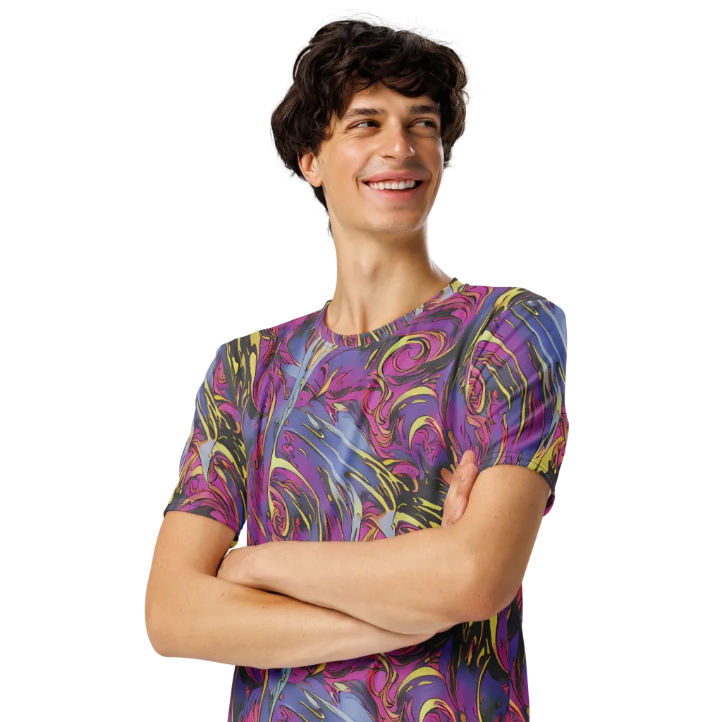 Psychedelic Surge on Men's Crew Neck T-Shirt — Left Front