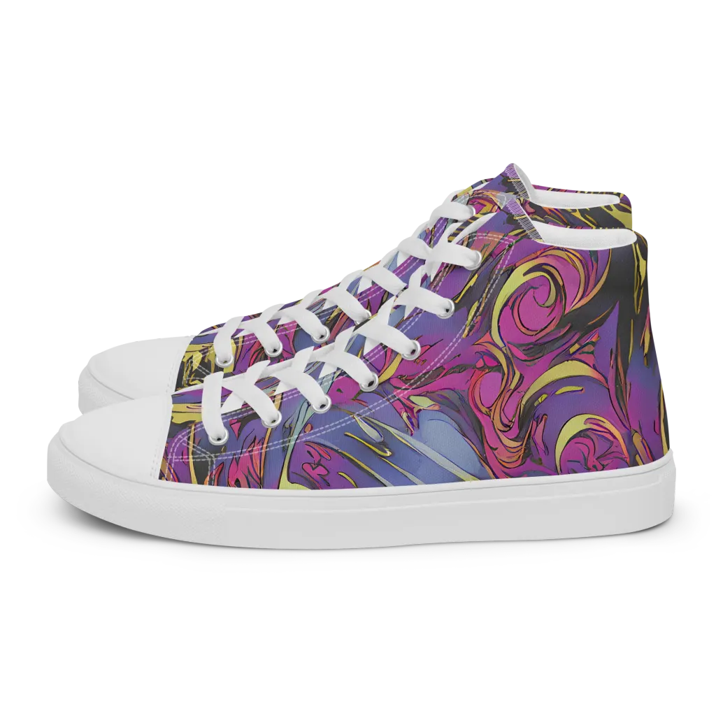 Psychedelic Surge on Men's High Top Canvas Shoes — Left