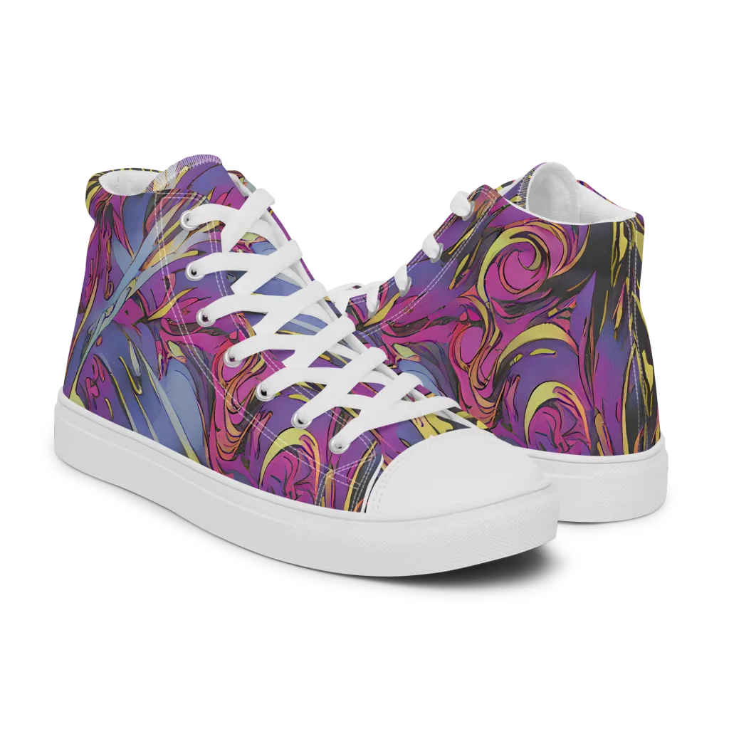 Psychedelic Surge on Men's High Top Canvas Shoes — Right