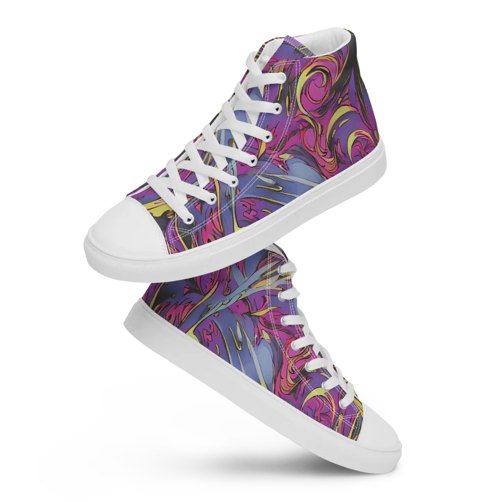 Psychedelic Surge on Men's High Top Canvas Shoes — Front