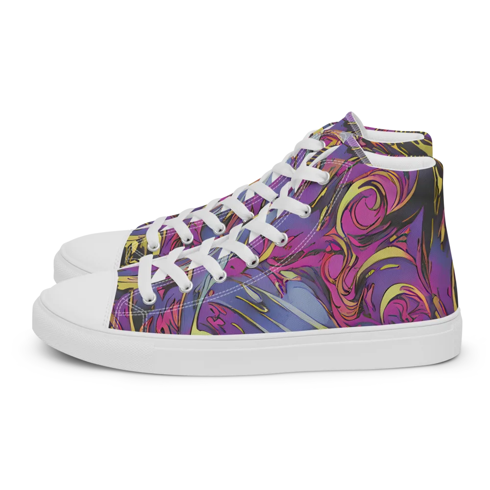 Psychedelic Surge on Women's High Top Canvas Shoes — Left