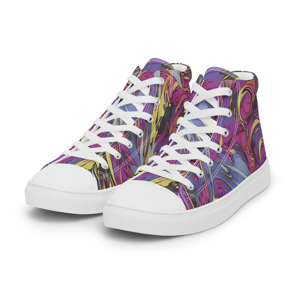 Psychedelic Surge on Women's High Top Canvas Shoes — Left Front