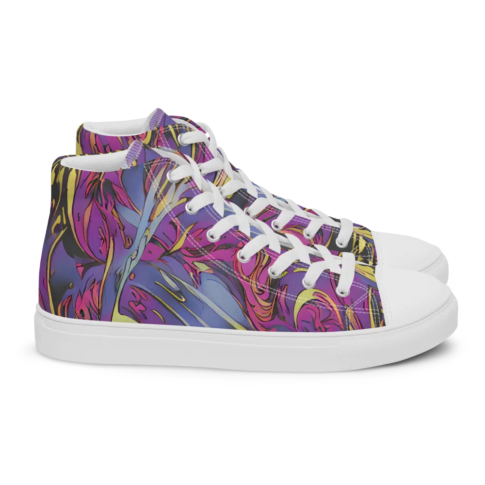 Psychedelic Surge on Women's High Top Canvas Shoes — Right