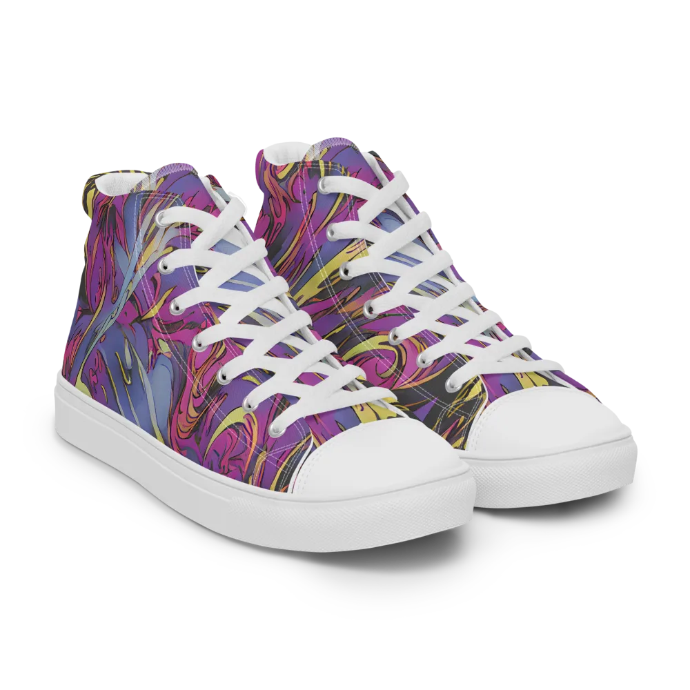 Psychedelic Surge on Women's High Top Canvas Shoes — Right Front