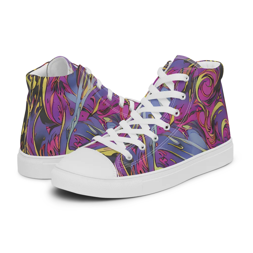 Psychedelic Surge on Women's High Top Canvas Shoes — Left