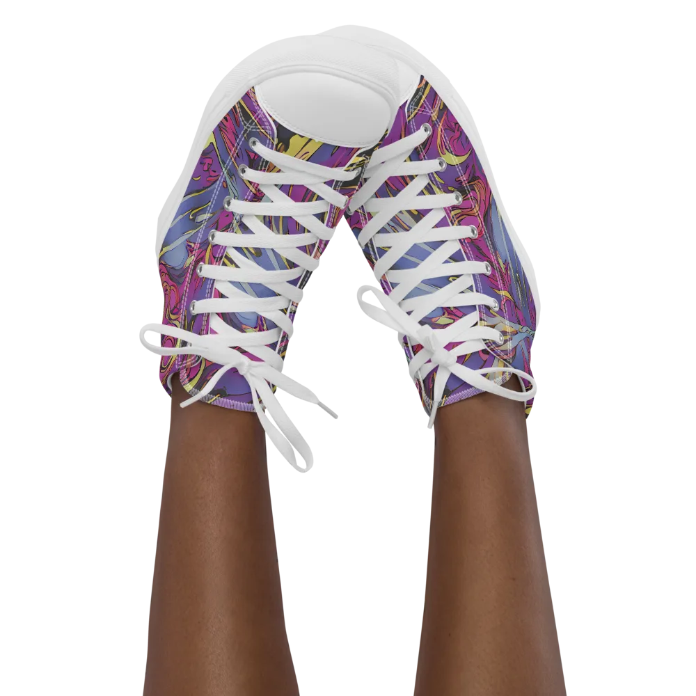 Psychedelic Surge on Women's High Top Canvas Shoes — Front